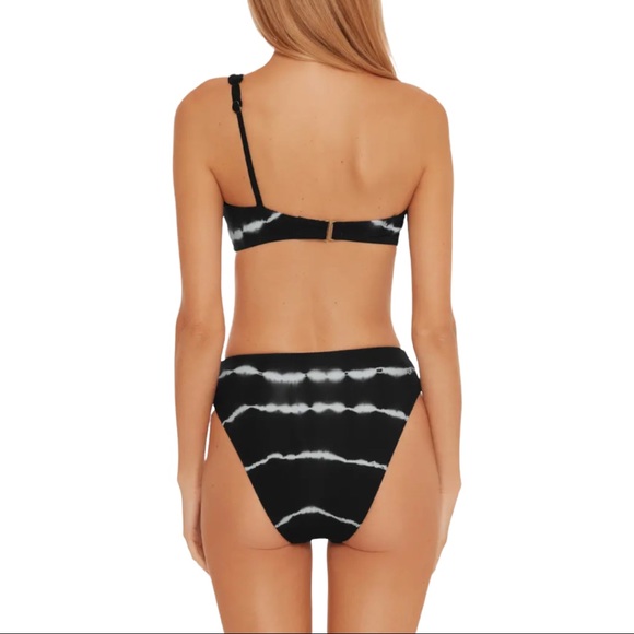 Becca Black White Tie Dye Iconic High Waist Bikini Bottoms NWOT (M) - Picture 4 of 10
